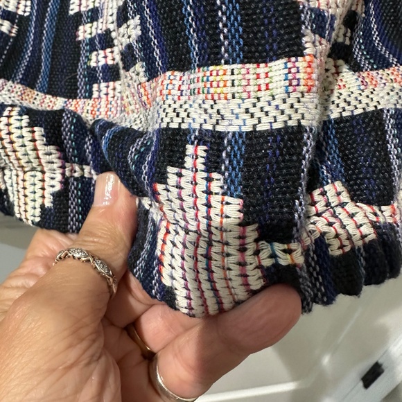 Iconic by Iskia Cream  Black Aztec Tribal Print Embellished Tapestry  Jacket - Picture 12 of 15